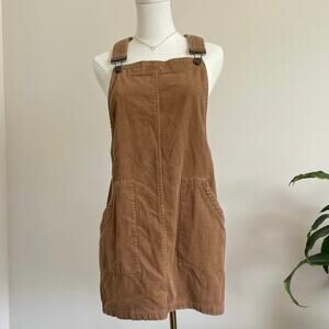 Copper Key Brown Corduroy Overall Mini Cotton Dress Sleeveless Square Neck M